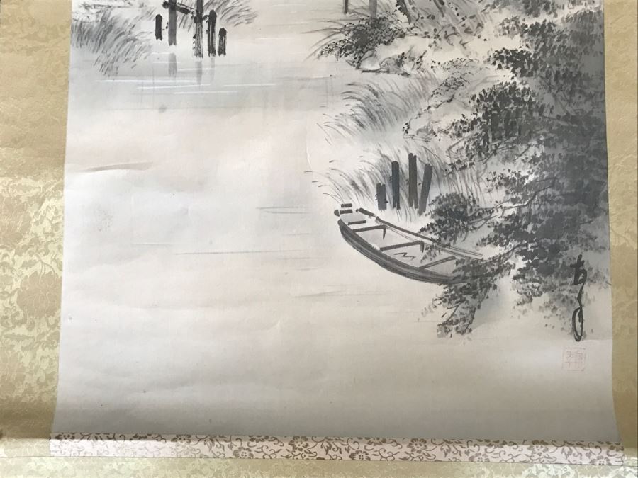 Vintage Asian Landscape Scroll Painting Signed [Photo 10]