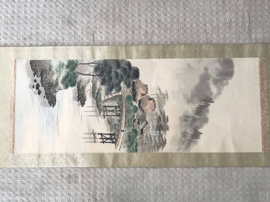 Vintage Asian Landscape Scroll Painting Signed [Photo 13]