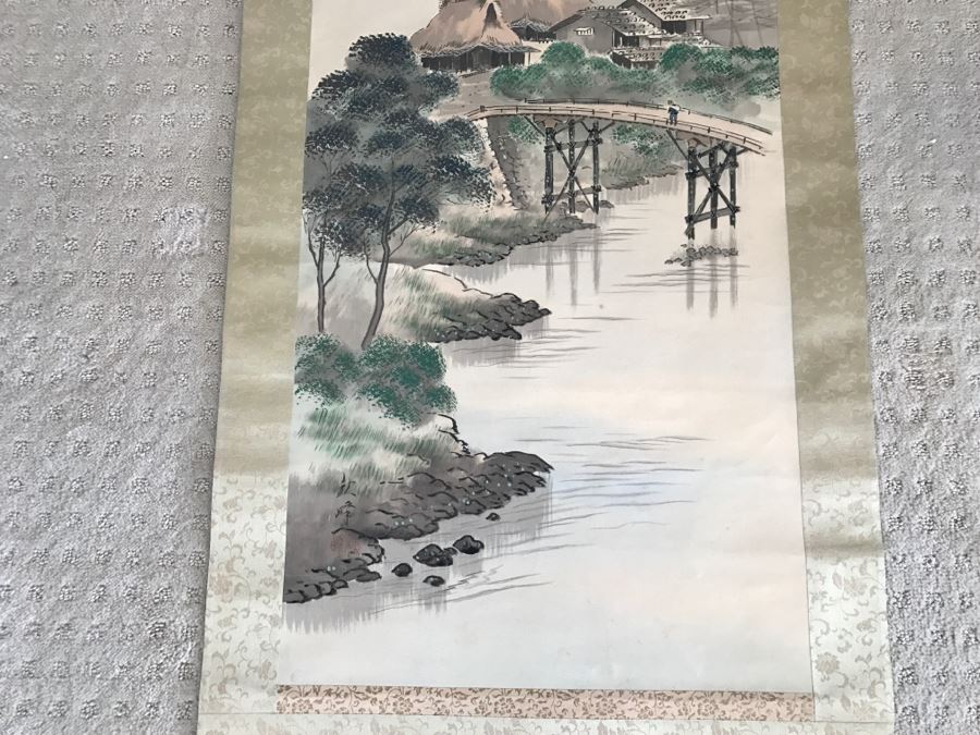 Vintage Asian Landscape Scroll Painting Signed [Photo 6]