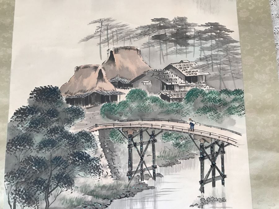 Vintage Asian Landscape Scroll Painting Signed [Photo 8]