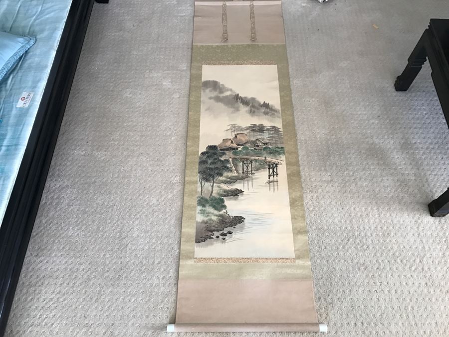 Vintage Asian Landscape Scroll Painting Signed [Photo 5]