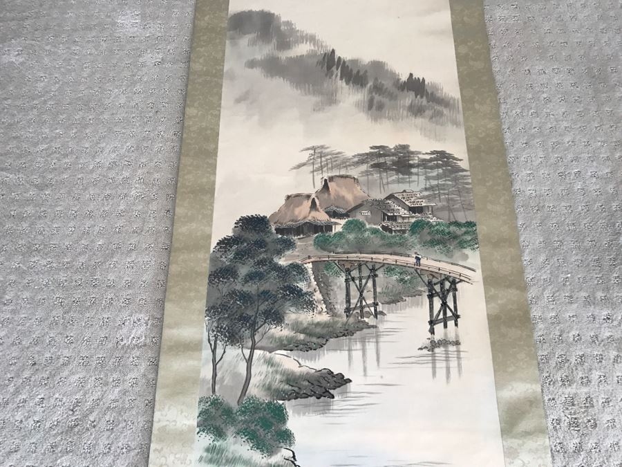 Vintage Asian Landscape Scroll Painting Signed [Photo 7]