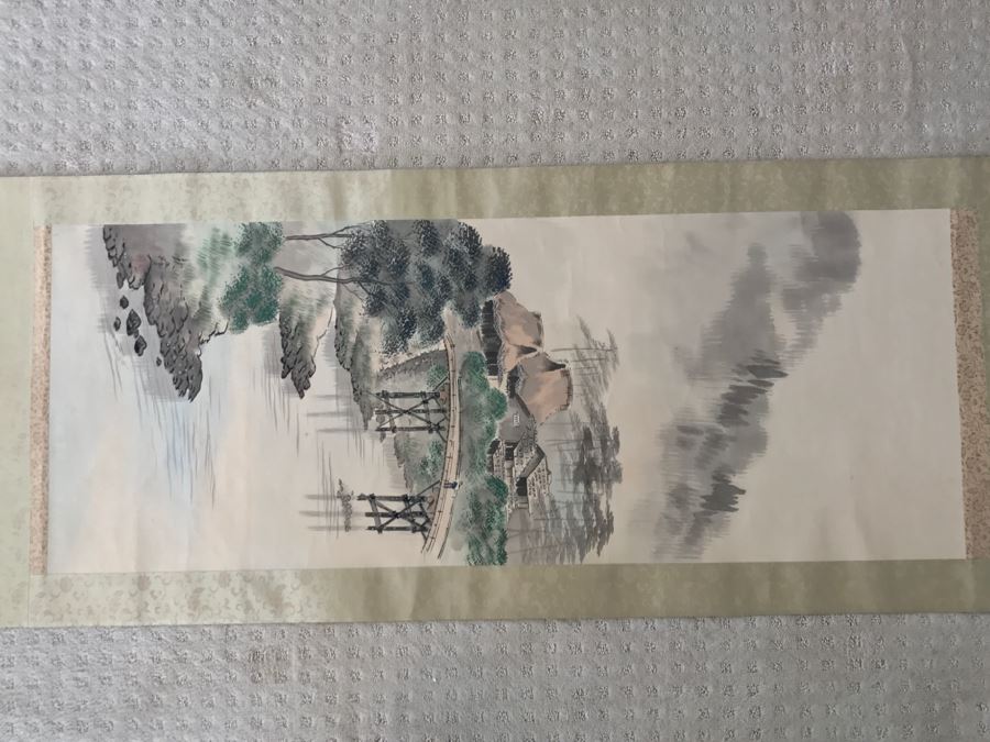 Vintage Asian Landscape Scroll Painting Signed [Photo 14]