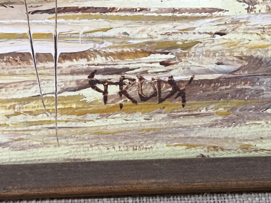 Vintage Original Oil Painting On Board Of Ship Harbour Scene Signed GRODY [Photo 5]