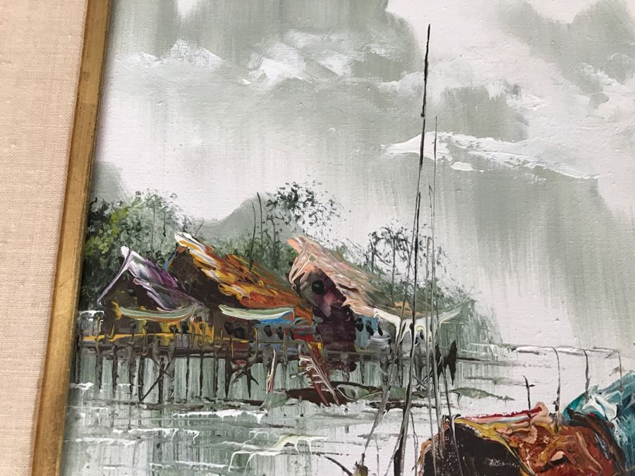 Original Oil Painting By Henry Anin Of Japanese Harbor Scene [Photo 7]
