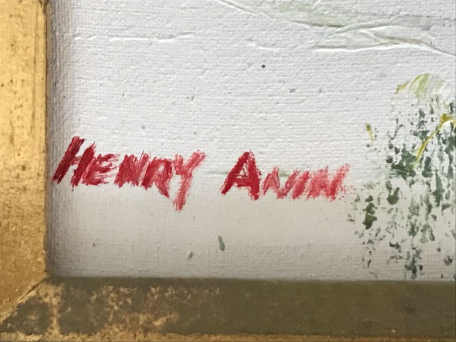 Original Oil Painting By Henry Anin Of Japanese Harbor Scene [Photo 11]