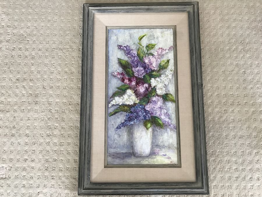 Original Still Life Floral Painting Signed Kae [Photo 2]