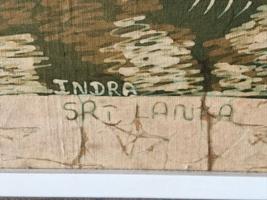 Batik Painting Of Elephant Herd Signed Indra Sri Lanka [Photo 2]