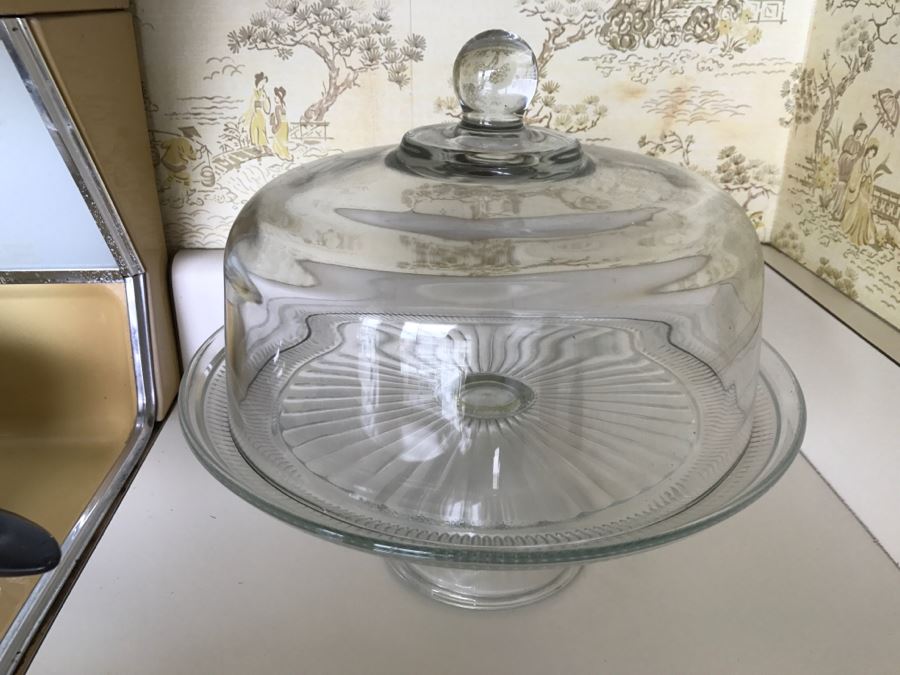 Footed Glass Domed Cake Stand Plate [Photo 2]