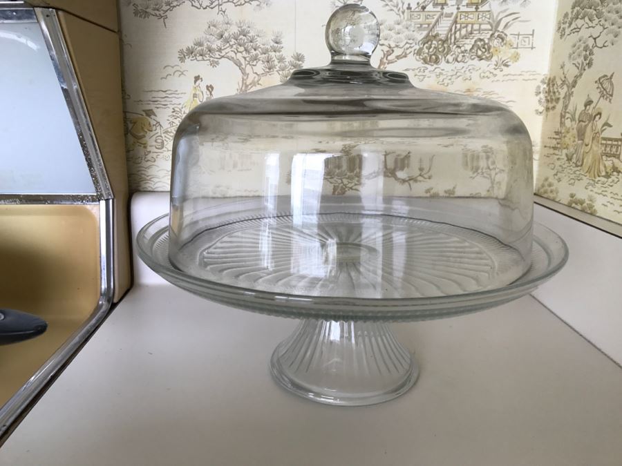 Footed Glass Domed Cake Stand Plate