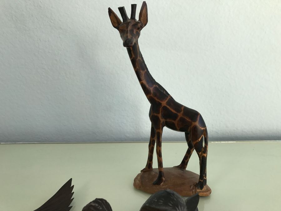 Collection Of Carved Wood Animals Including Giraffee And Owl [Photo 10]
