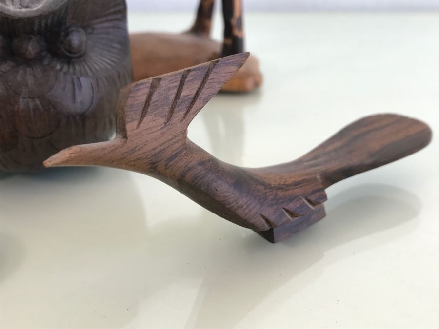 Collection Of Carved Wood Animals Including Giraffee And Owl [Photo 9]