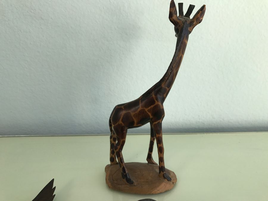 Collection Of Carved Wood Animals Including Giraffee And Owl [Photo 13]