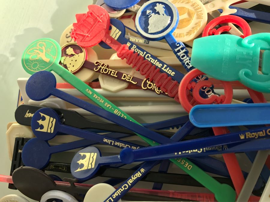 Large Collection Of Vintage Advertising Swizzle Sticks For Cocktails Including PanAm And Hotel Del Coronado [Photo 4]