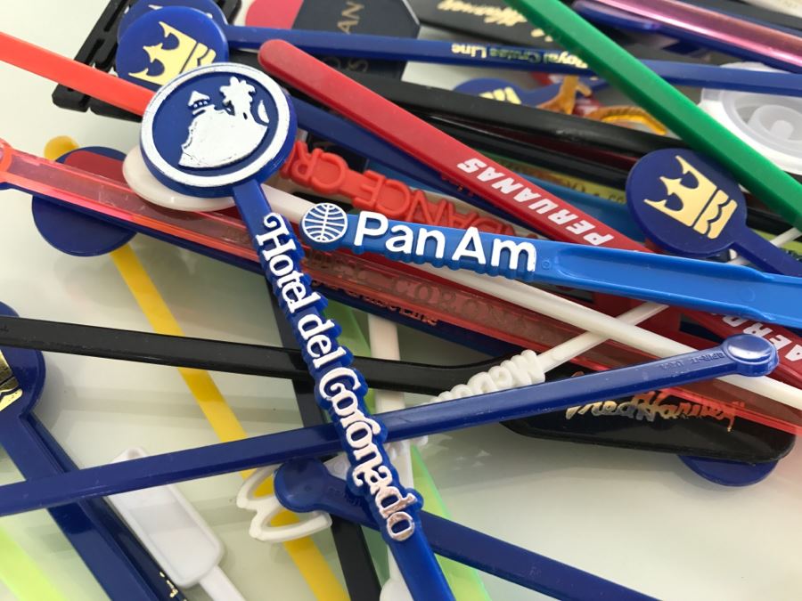 Large Collection Of Vintage Advertising Swizzle Sticks For Cocktails Including PanAm And Hotel Del Coronado [Photo 7]