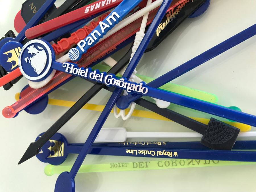 Large Collection Of Vintage Advertising Swizzle Sticks For Cocktails Including PanAm And Hotel Del Coronado [Photo 8]