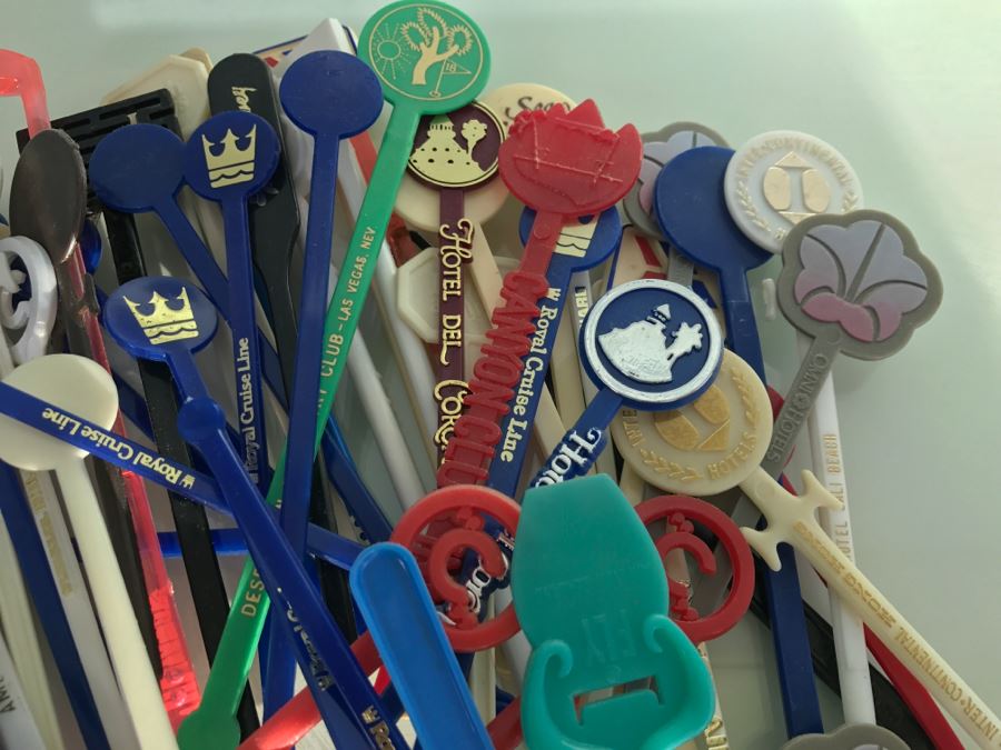Large Collection Of Vintage Advertising Swizzle Sticks For Cocktails Including PanAm And Hotel Del Coronado [Photo 3]
