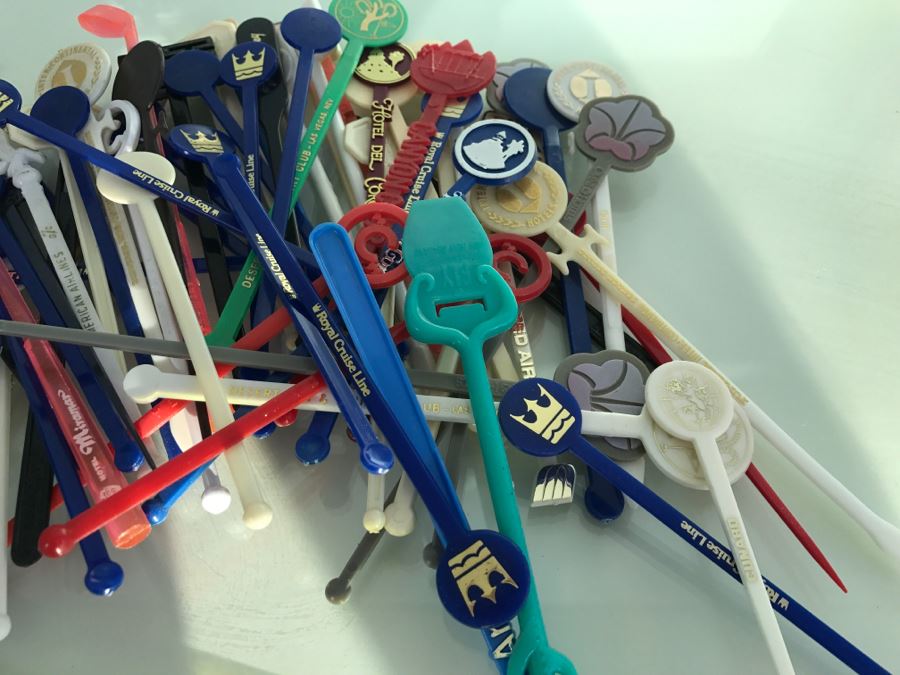 Large Collection Of Vintage Advertising Swizzle Sticks For Cocktails Including PanAm And Hotel Del Coronado [Photo 2]