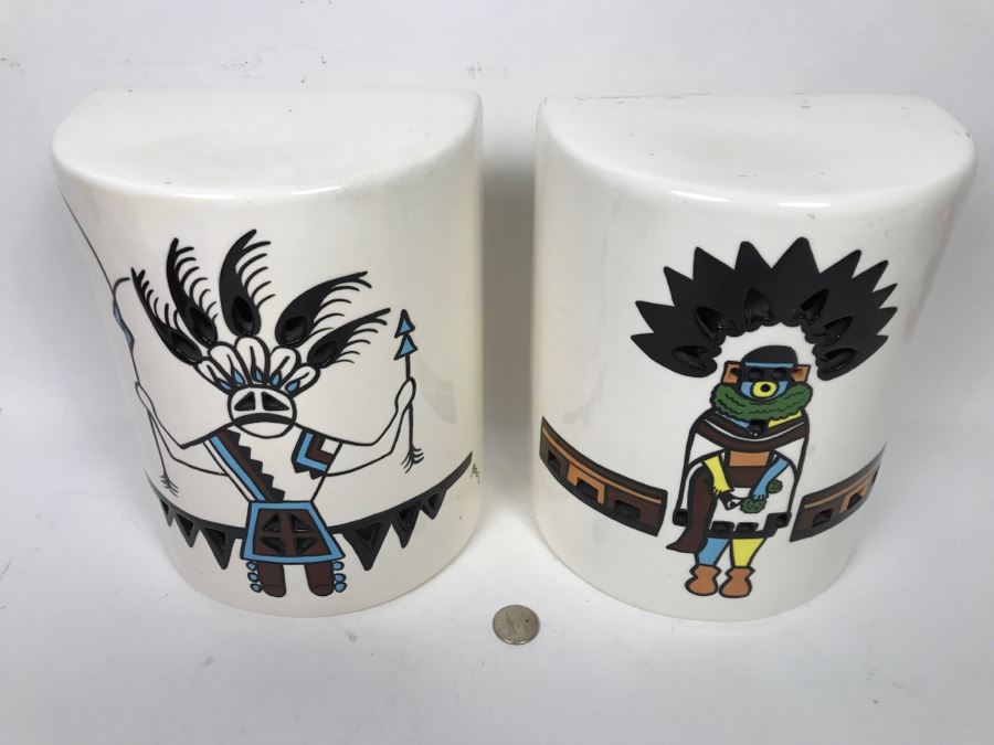 Pair Of Wall Mounted Light Fixtures With Native American Indian Design [Photo 5]