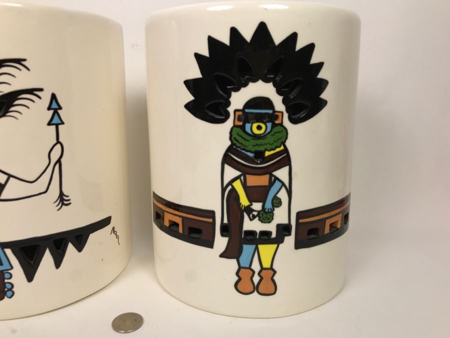 Pair Of Wall Mounted Light Fixtures With Native American Indian Design [Photo 4]