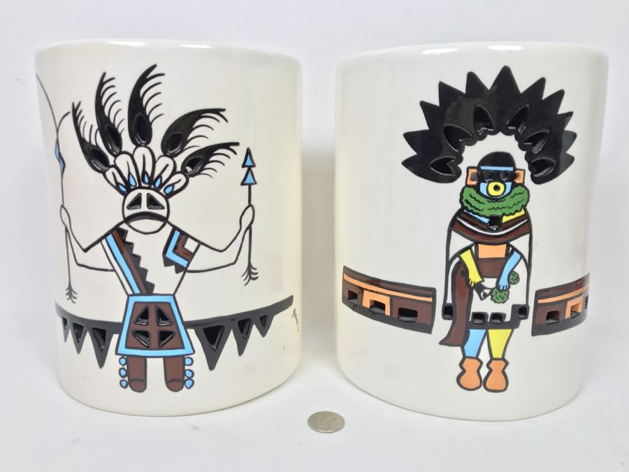 Pair Of Wall Mounted Light Fixtures With Native American Indian Design [Photo 3]