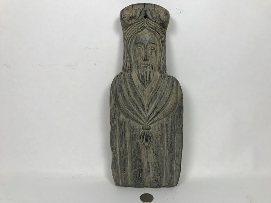 Vintage Hand Carved Wooden Religious Wall Plaque [Photo 2]