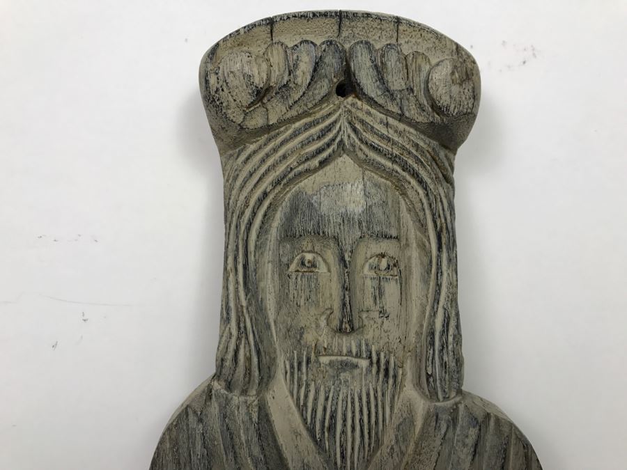 Vintage Hand Carved Wooden Religious Wall Plaque [Photo 3]
