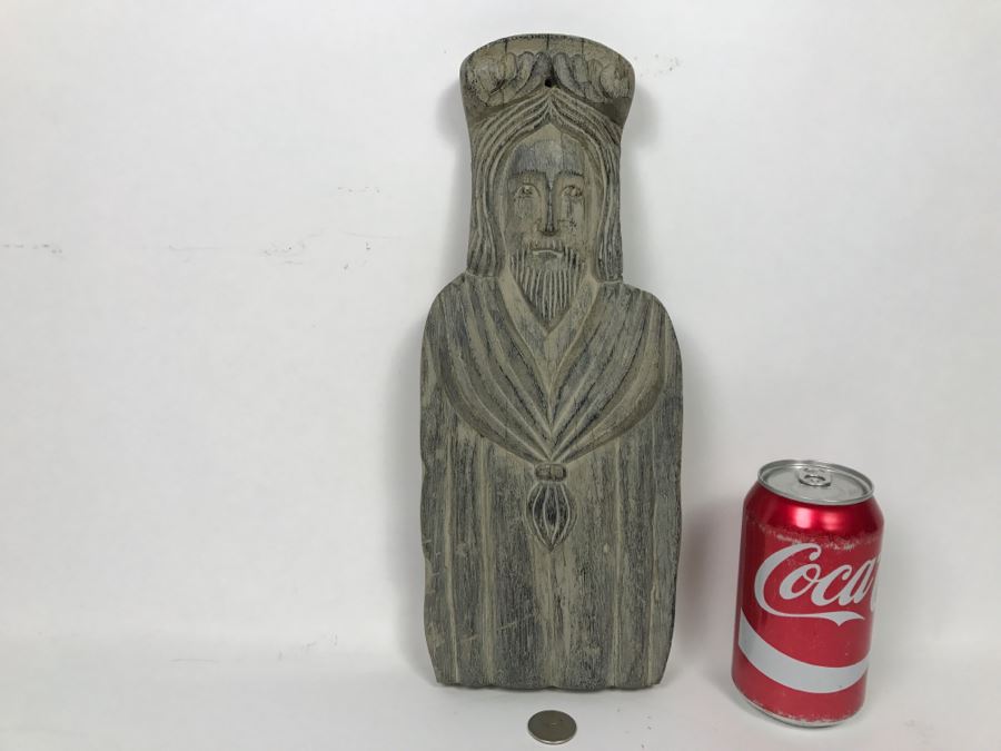 Vintage Hand Carved Wooden Religious Wall Plaque [Photo 1]