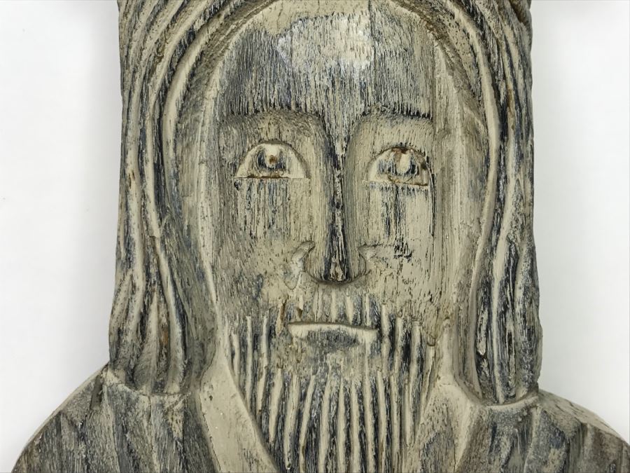 Vintage Hand Carved Wooden Religious Wall Plaque [Photo 4]