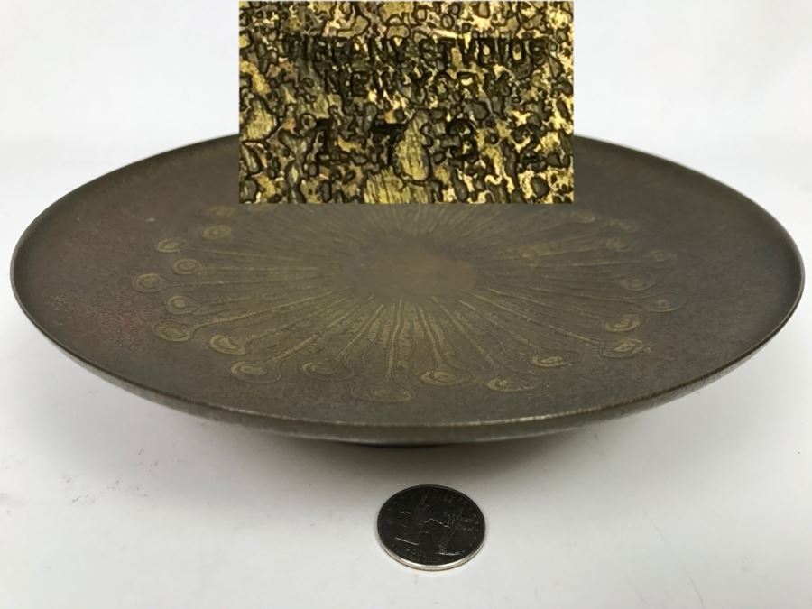 Vintage 1905-1910 Tiffany Studios New York Art Nouveau Bronze Dore Round Footed Dish 1732