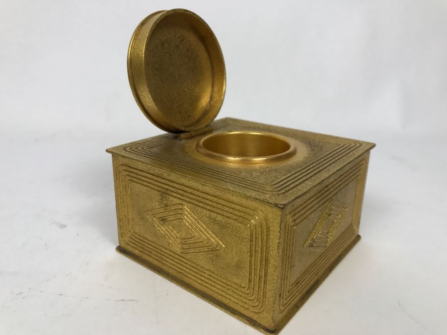 Vintage 1905-1910 Tiffany Studios New York Bronze Desk Art Inkwell 1801 [Photo 2]