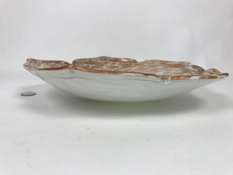 Murano Art Glass Bowl With Gold Tone Flakes [Photo 3]