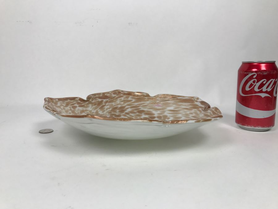 Murano Art Glass Bowl With Gold Tone Flakes [Photo 7]