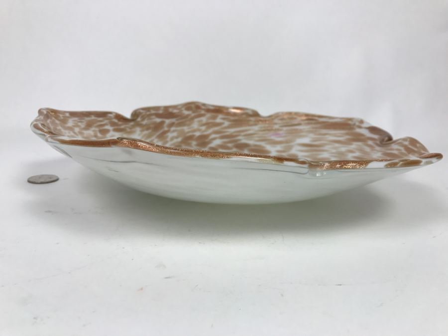 Murano Art Glass Bowl With Gold Tone Flakes [Photo 2]