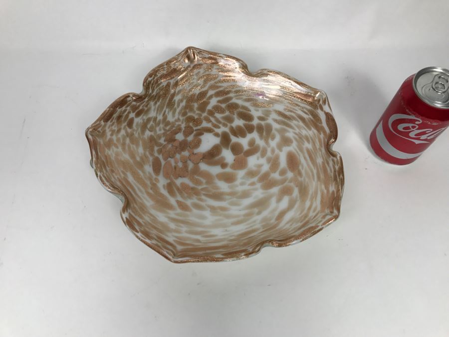 Murano Art Glass Bowl With Gold Tone Flakes [Photo 8]
