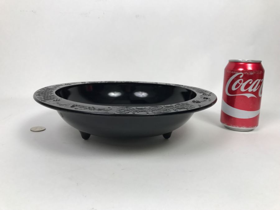 Footed Amethyst Glass Bowl With Floral Relief Design [Photo 8]