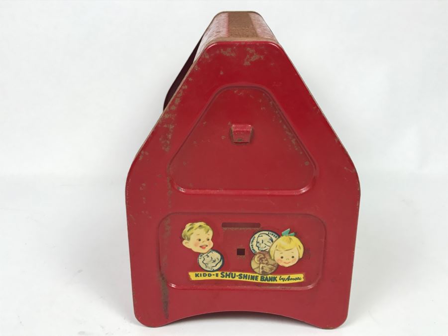 Vintage Metal Shu-Shine Bank Amsco For Kiddies Metal Shoe Shine Box [Photo 5]