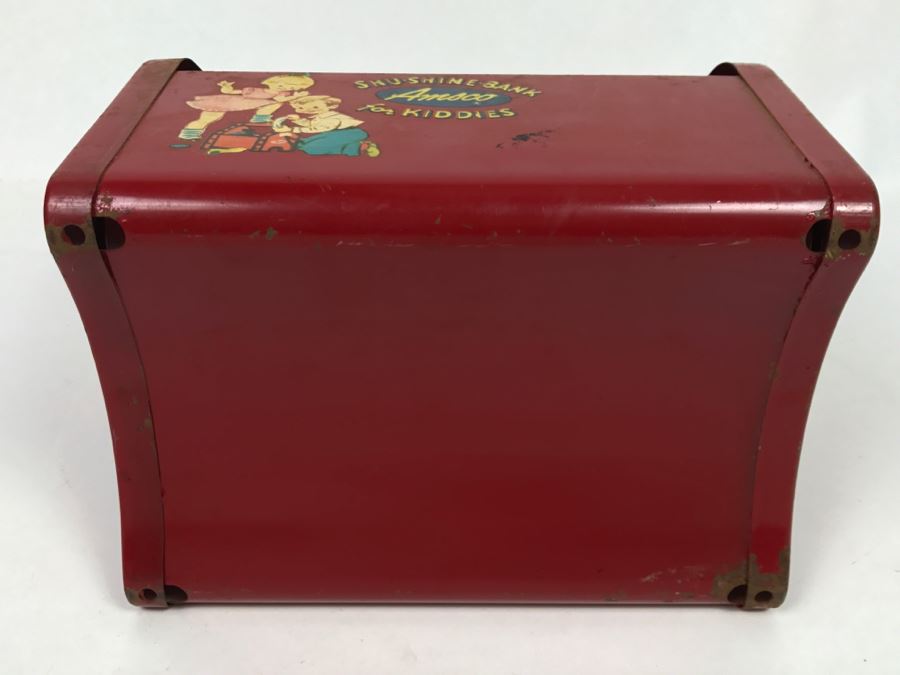 Vintage Metal Shu-Shine Bank Amsco For Kiddies Metal Shoe Shine Box [Photo 8]