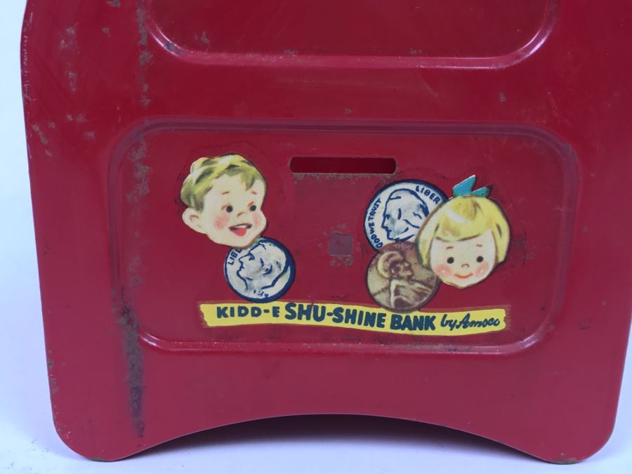 Vintage Metal Shu-Shine Bank Amsco For Kiddies Metal Shoe Shine Box [Photo 4]