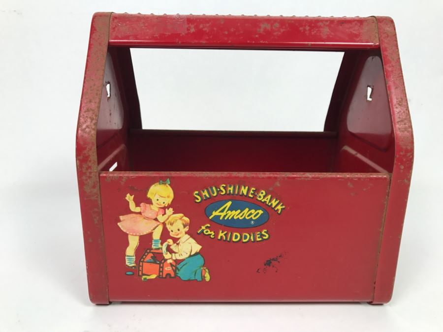Vintage Metal Shu-Shine Bank Amsco For Kiddies Metal Shoe Shine Box [Photo 2]