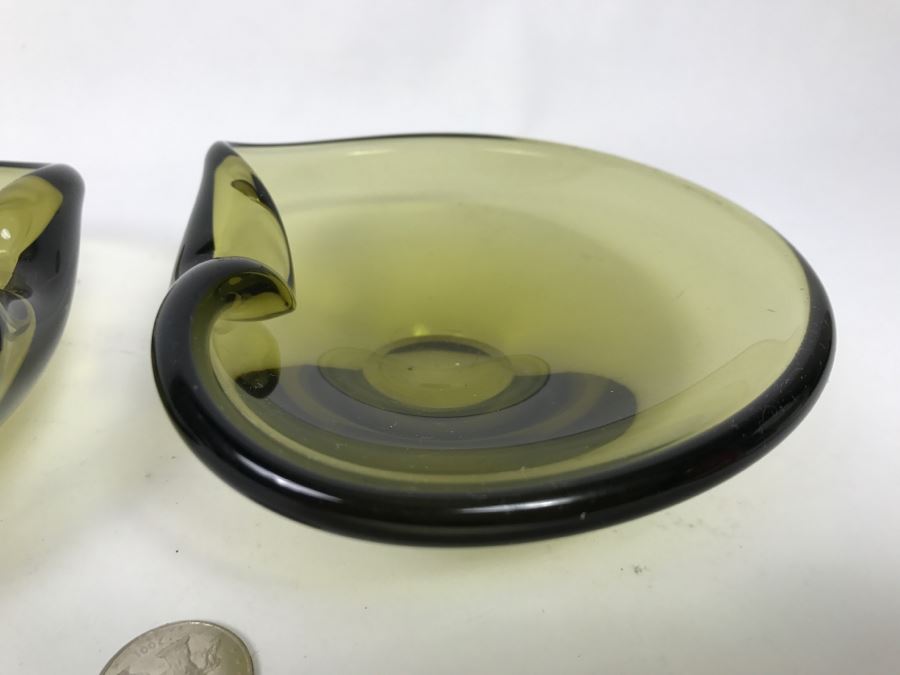 Pair Of Danish Mid-Century 1959 Signed Holmegaard Glass Ashtrays [Photo 5]