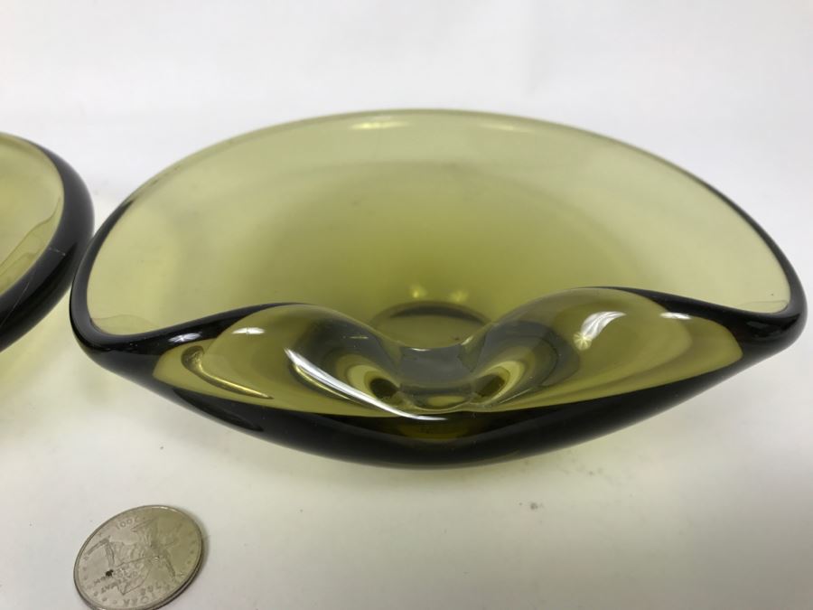 Pair Of Danish Mid-Century 1959 Signed Holmegaard Glass Ashtrays [Photo 10]