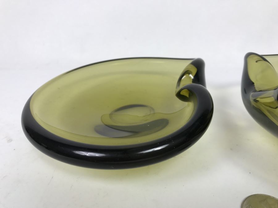Pair Of Danish Mid-Century 1959 Signed Holmegaard Glass Ashtrays [Photo 6]