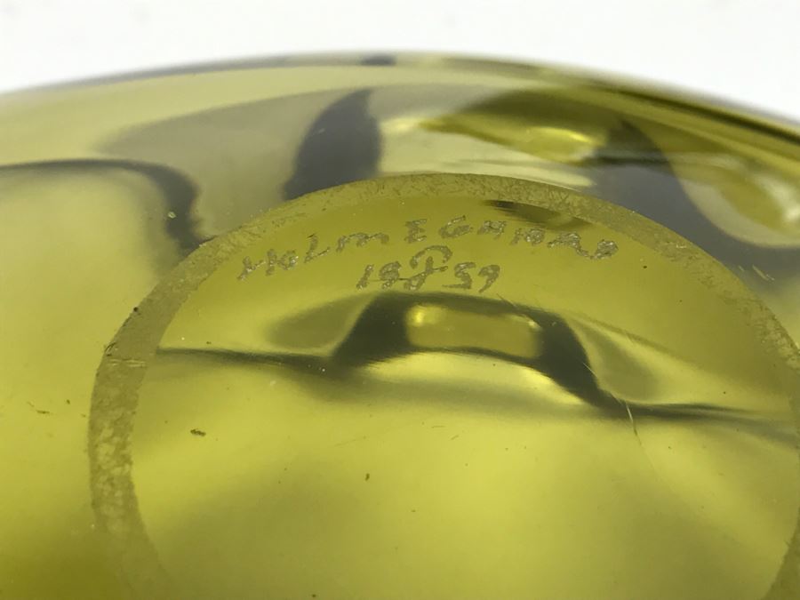 Pair Of Danish Mid-Century 1959 Signed Holmegaard Glass Ashtrays [Photo 11]