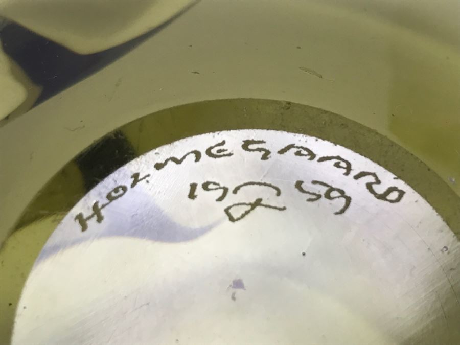 Pair Of Danish Mid-Century 1959 Signed Holmegaard Glass Ashtrays [Photo 2]