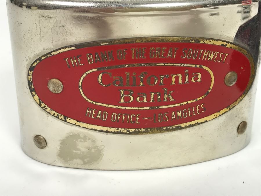 Vintage Metal Advertising California Bank, River Rouge Licensed Peddler 1929 License Plate, Vintage Oasis Filter Cigarette Lighter And Chevy Car Grille Emblem [Photo 14]