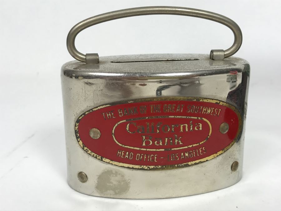 Vintage Metal Advertising California Bank, River Rouge Licensed Peddler 1929 License Plate, Vintage Oasis Filter Cigarette Lighter And Chevy Car Grille Emblem [Photo 12]