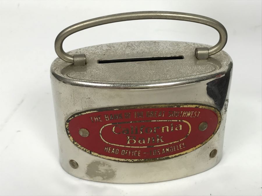 Vintage Metal Advertising California Bank, River Rouge Licensed Peddler 1929 License Plate, Vintage Oasis Filter Cigarette Lighter And Chevy Car Grille Emblem [Photo 15]