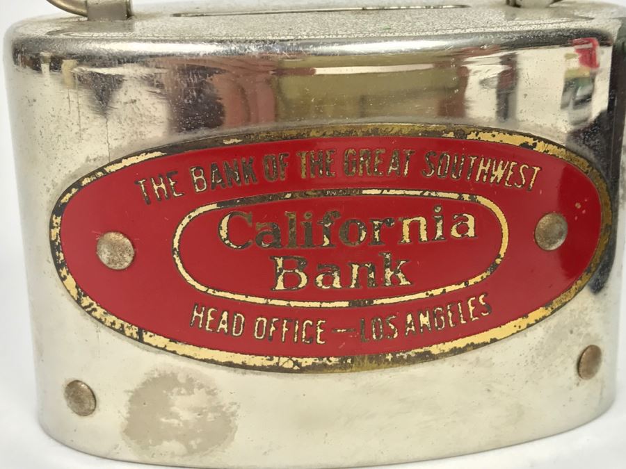 Vintage Metal Advertising California Bank, River Rouge Licensed Peddler 1929 License Plate, Vintage Oasis Filter Cigarette Lighter And Chevy Car Grille Emblem [Photo 13]