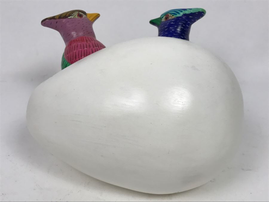 Large Hand Painted Pair Of Birds Hatching From Egg Figurine From Mexico Signed S. Chavez [Photo 10]